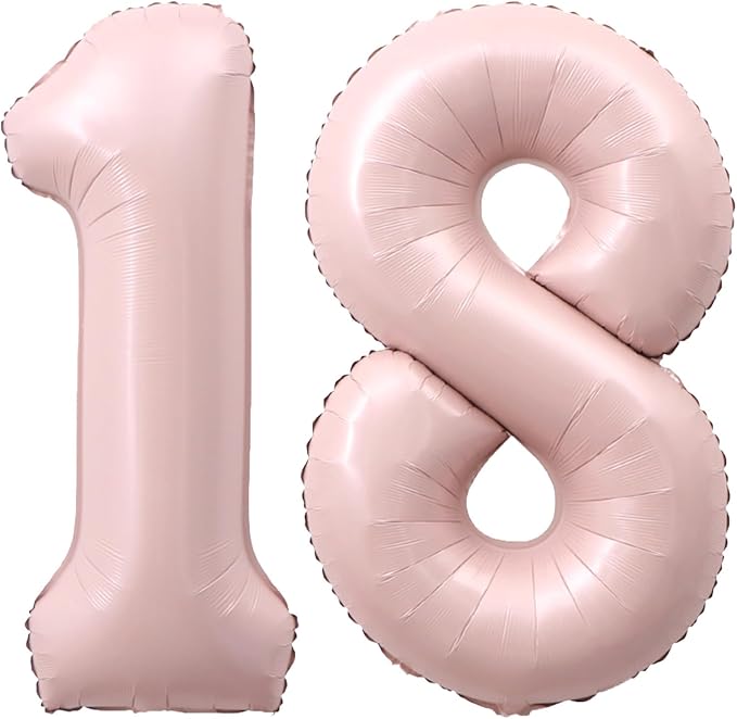 40 Inch Light Pink Number 18 Balloon 0-9 18th Foil Big Giant | Digital by SULALABOO