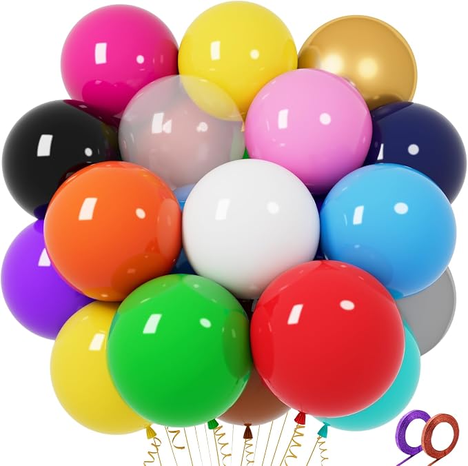 32Pcs Big Balloons 18 Inch Assorted Colors, Round Large Latex Party Balloons by Qikoolaa