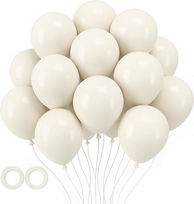 Voircoloria 105pcs Sand White Party Latex Balloons, 12inch | by Voircoloria