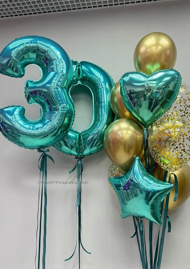 Happy Birthday Balloon 40 Inch Blue-Green 1 Balloon - Image 4