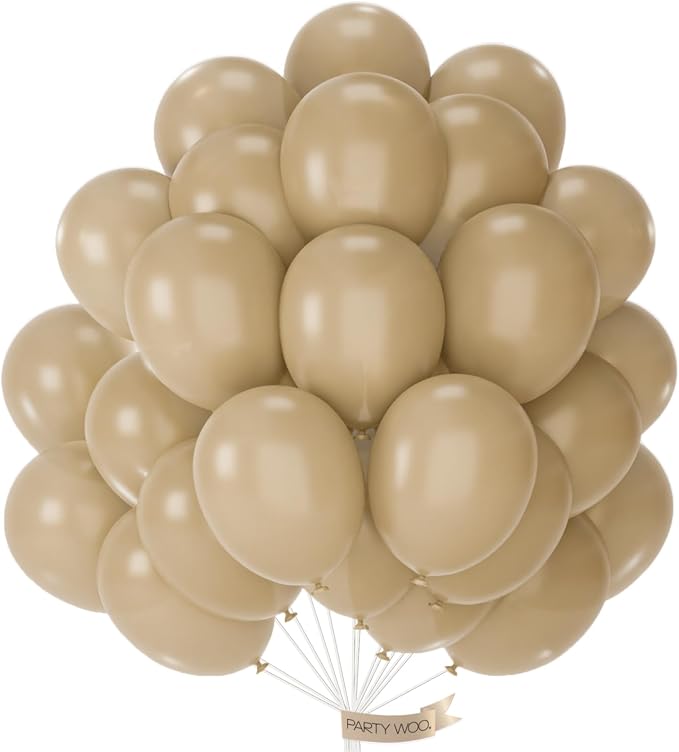 PartyWoo Light Brown Balloons 101pcs Nude Neutral Boho Tan Fall Color | 12 Inch by PartyWoo