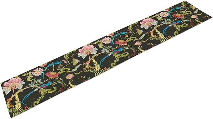Floral Butterfly Table Runner Seasonal Spring Flower Bird Table Decoration Table Runner for Home Party Decoration 13x90 Inch