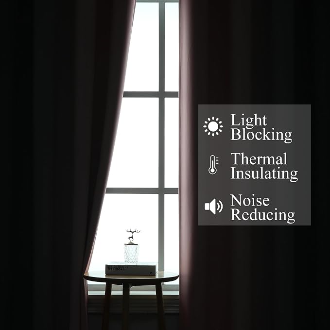 Pink and Grey Blackout Curtains 84 inches Long, Ombre Full Room Darkening - Image 3