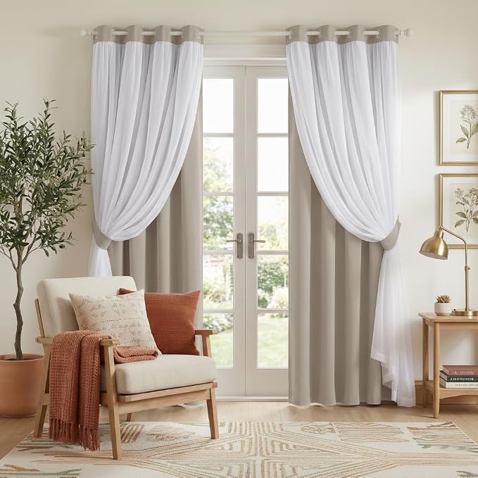 PONY DANCE 2 Layers Curtains Set, 2 Panels | Room Darkening Mix & Match Room by PONYDANCE