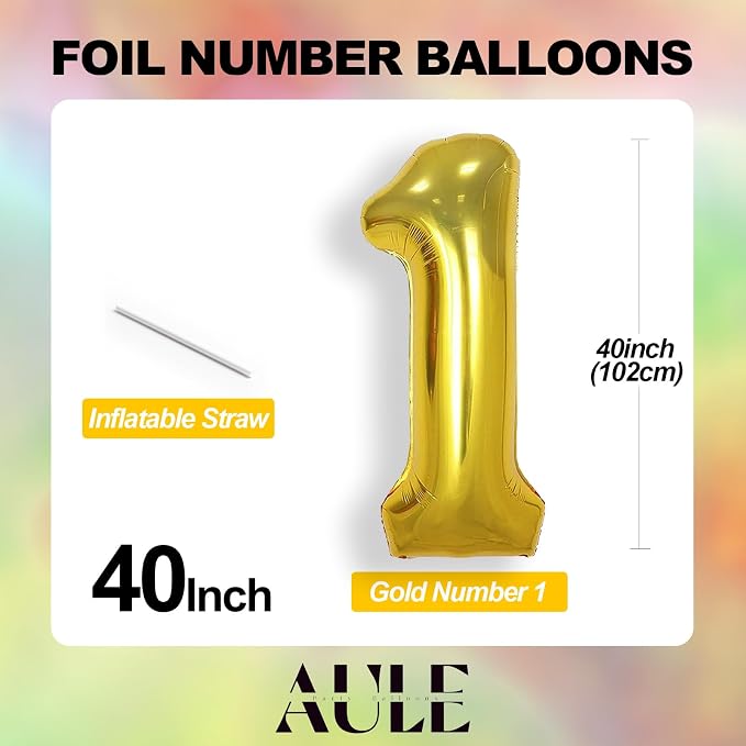AULE 40 Inch Gold 60 Balloon Number Foil 0-9 Birthday Big Numbers | Birthday - Image 5