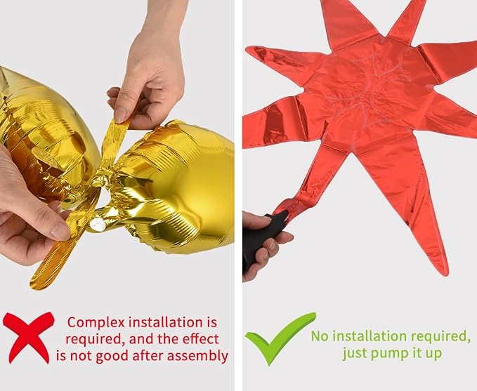 TONIFUL 4 Pcs Explosion Star Balloons Red Foil Balloon Party Decorations | - Image 3