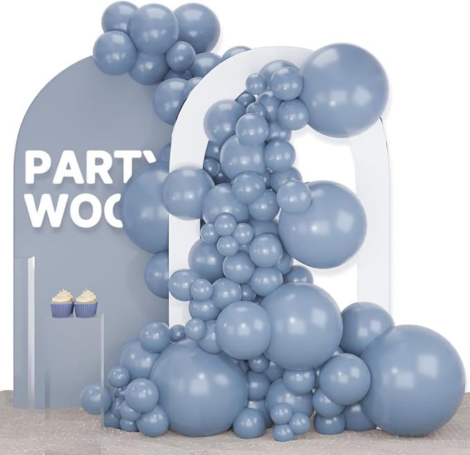PartyWoo Dusty Blue Balloons 120pcs Slate Blue Boho Neutral Color | 18 12 10 5 by PartyWoo