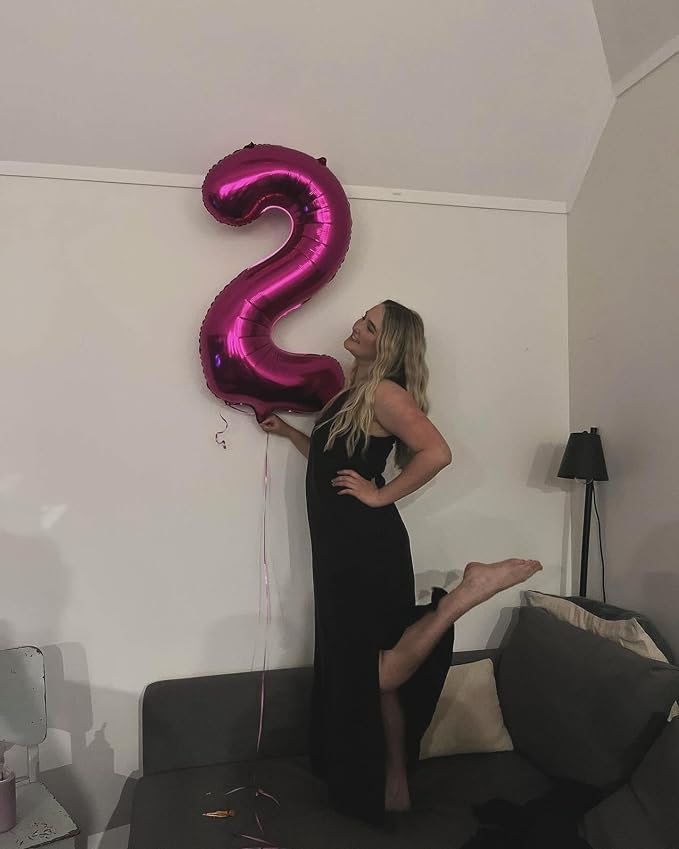40 Inch Hot Pink Number 3 Balloon, 3rd Birthday Party Decorations | 40 Inch Hot - Image 4