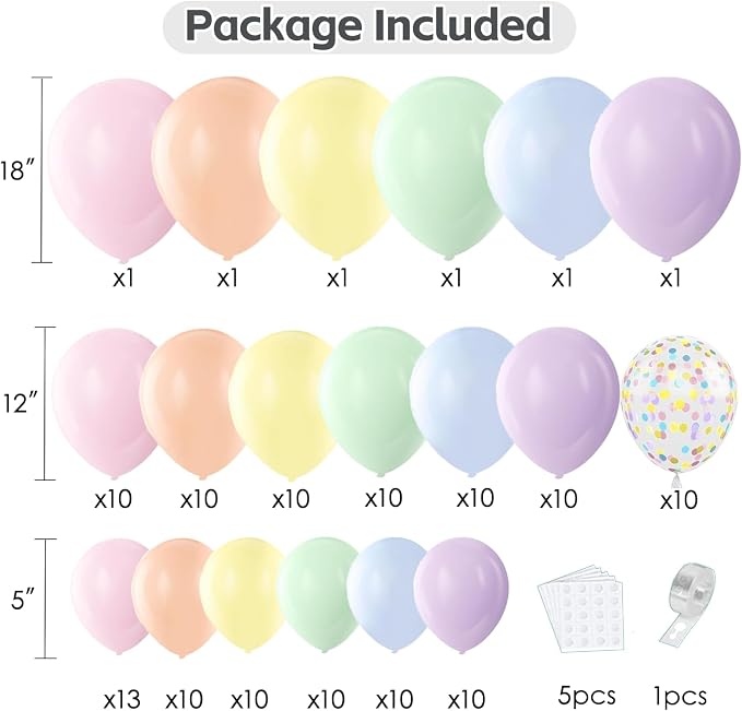 Pastel Balloon Arch Kit, Pastel Rainbow Balloon Arch Kit, Party Decor | Red - Image 2