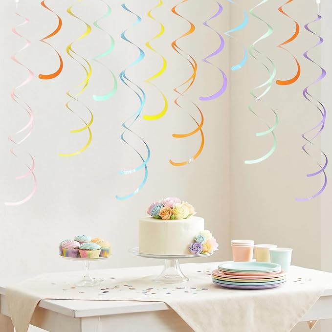 30Pcs Colorful Ceiling Swirl Foil Decorations Hanging Swirls Party Decorations - Image 4