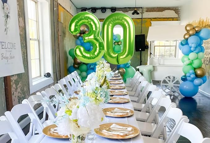 6 Balloon Number 40 Inch Light Green Balloons - Image 5