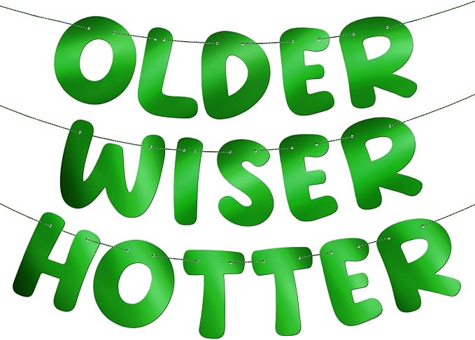Fulmoon Set of 3 Pre Strung Older Wiser Hotter Glitter Banner Funny Birthday by Fulmoon