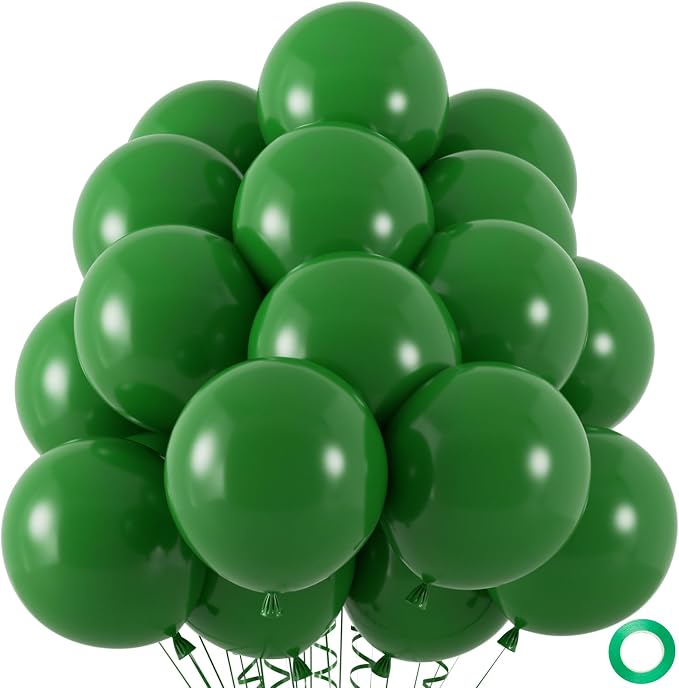 50pcs Dark Green Balloons, 12inch Matte Emerald Hunter Forest Green | Balloons by ZizasAry