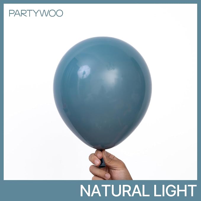 PartyWoo Slate Blue Balloons 140pcs Navy Dusty Blue Boho Neutral Color | 18 12 - Image 3