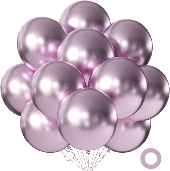 10pcs 18 inch Metallic Light Pink Balloons, Thick Latex Chrome Helium Balloons by KALOR