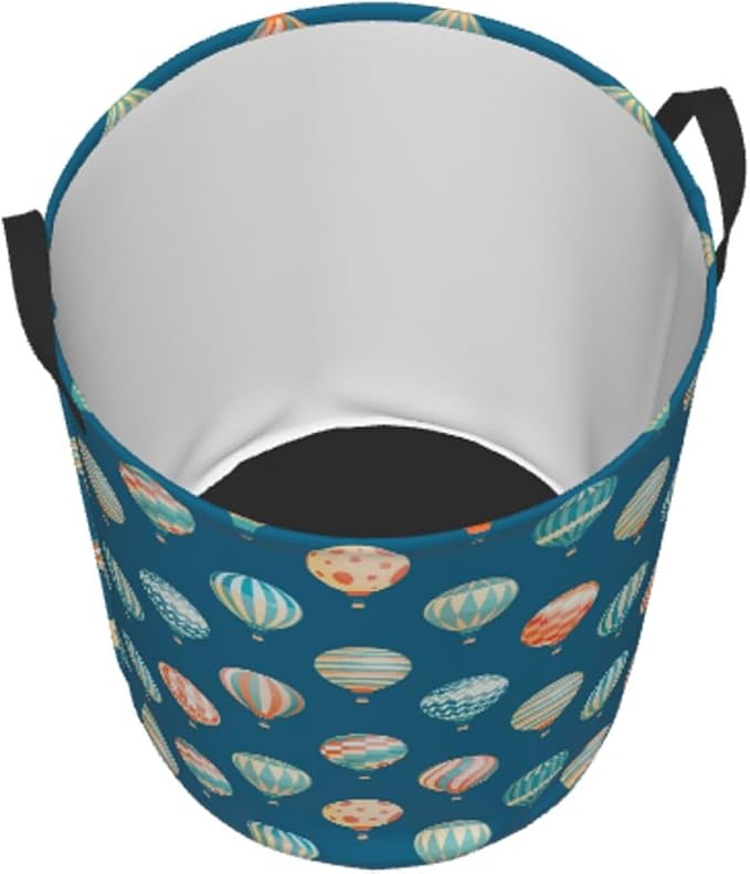 Cute Hot Air Balloons Round Laundry Hamper Storage Basket Toys Clothes - Image 2