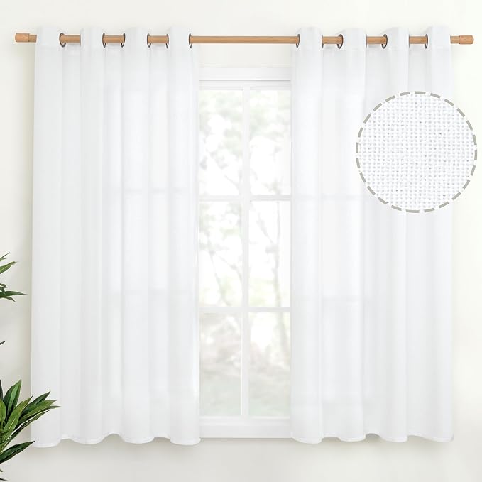 YoungsTex White Linen Curtains 54 Inches Long by YoungsTex