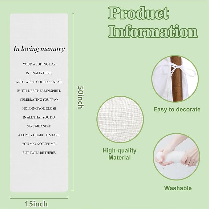 In Loving Memory Wedding Chair Sign- Memorial Reserved Seat Banner - Image 3