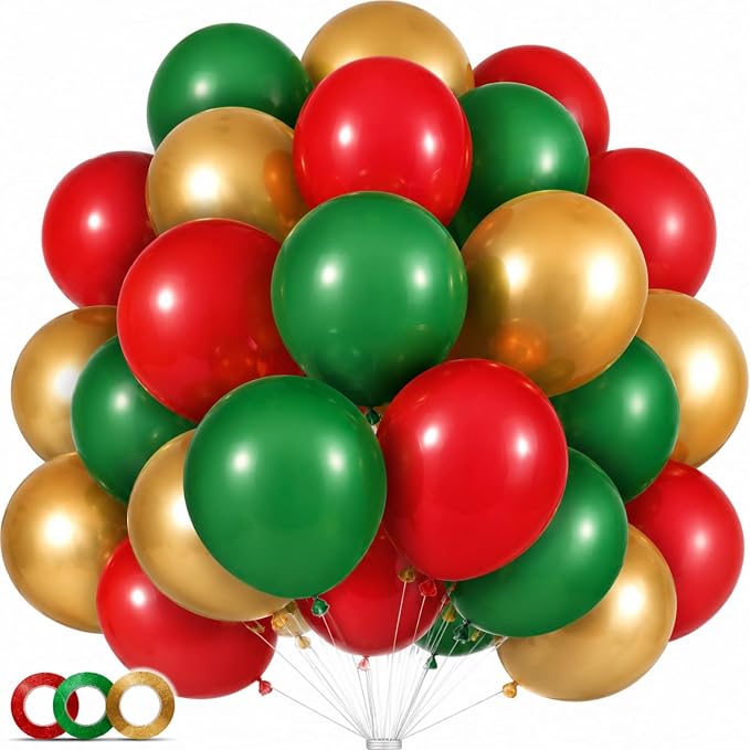 30 Pcs 18in Red Green Gold Latex Balloons - Image 4
