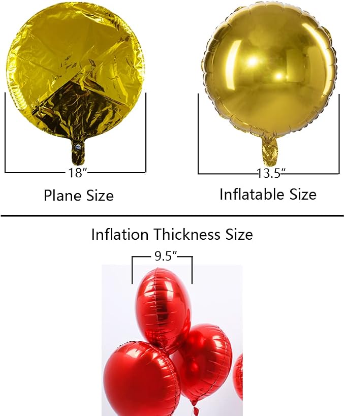 18" Gold Round Shaped Foil Balloons Mylar Helium Balloons - Image 3