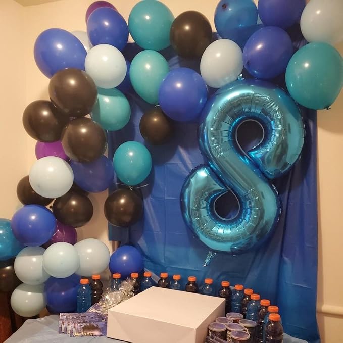 Blue Foil Balloon Number 8, Large Number 8 Digital 8 Helium Balloon - Image 3