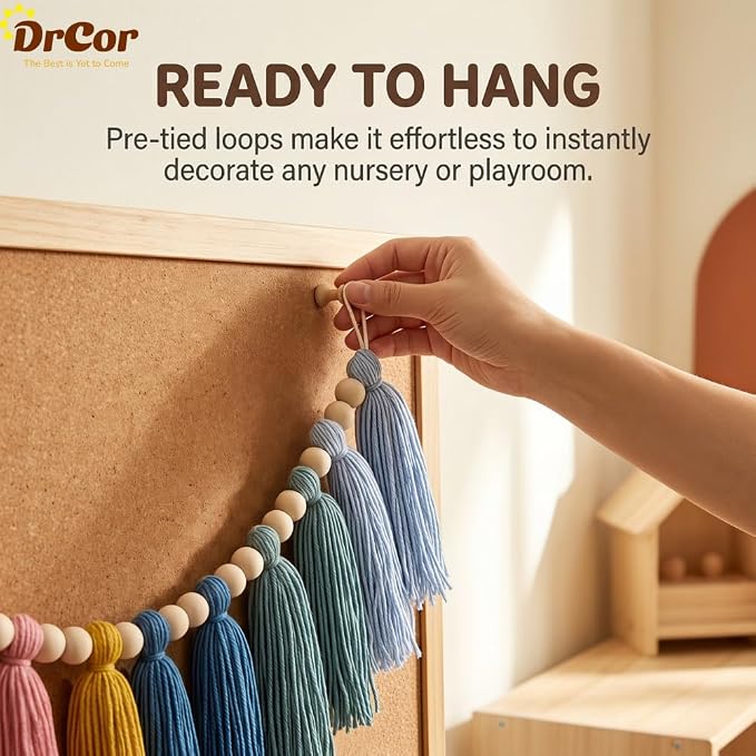 DrCor Boho Rainbow Tassel Garland – Classroom Decor | Earth tone handcrafted - Image 7