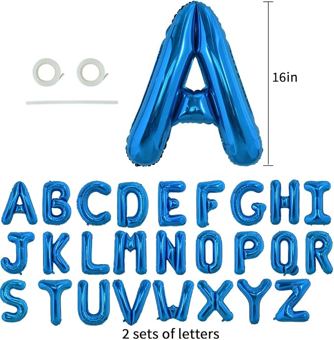 TONIFUL Navy Blue Letter Balloons 2 Set 16 Inch A-Z Custom Alphabet Banner | 52 - Image 2
