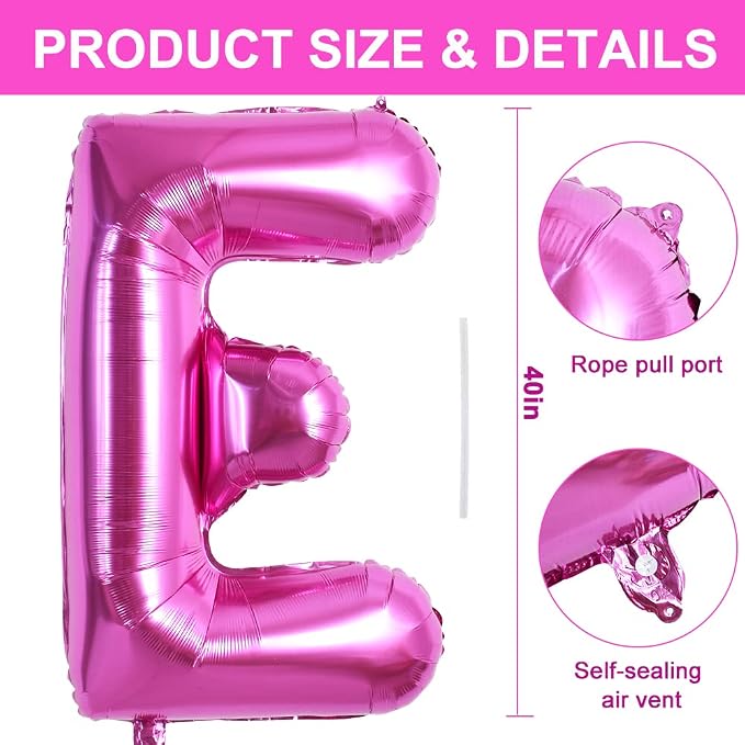 TONIFUL 40 Inch Large Rose Red Letter E Balloons - Image 3