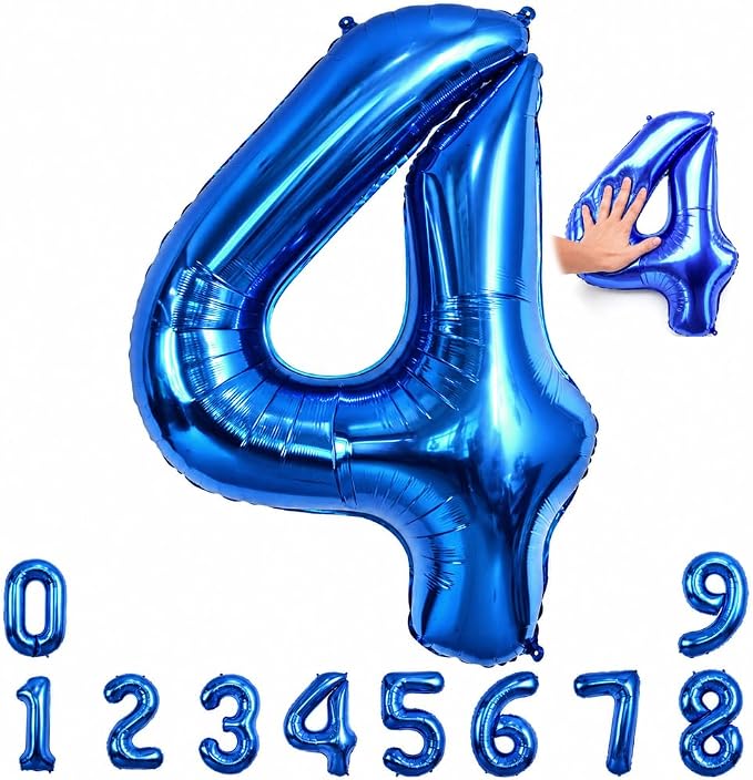 TONIFUL 40 Inch Navy Blue Number 4 Balloons Large Foil 4th Birthday Decor | by TONIFUL