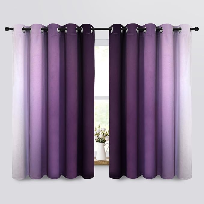 Yakamok Ombre Curtains Purple and Greyish White - Image 2