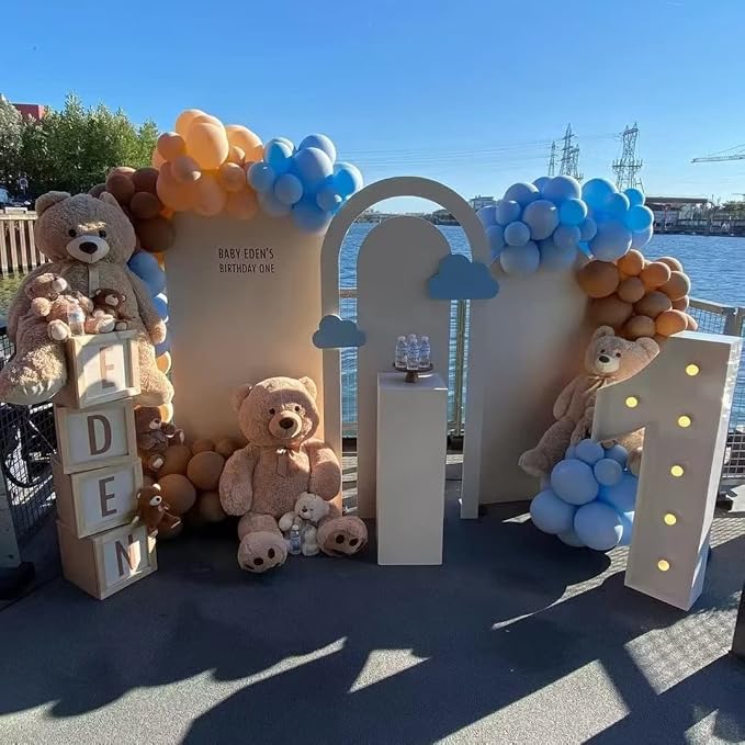 Blue and Brown Balloons, Light Baby Blue Cream Beige Apricot Coffee Party - Image 6