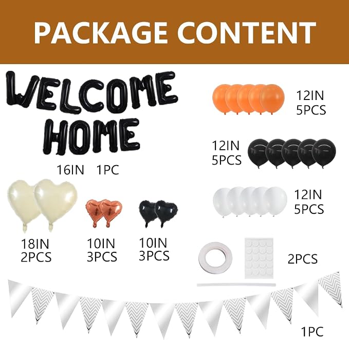 TONIFUL 16Inch Black Welcome Home Balloons Banner, Housewarming Party Decor | - Image 2