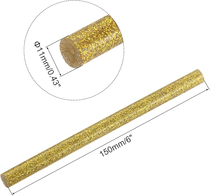 uxcell 20pcs Hot Glue Sticks for Glue Gun 11mm/0.43-inch x 6-inch Mini Hot Melt Adhesive Glue Stick Glitter Gold