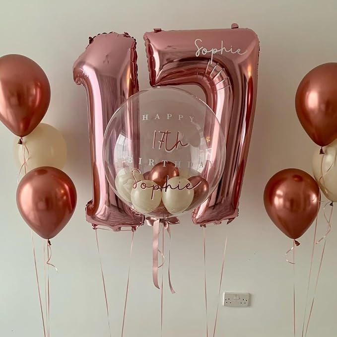 Rose Gold 17 Number Balloons, 40 Inch Big Giant Jumbo 17 or 71 Balloon Numbers - Image 2