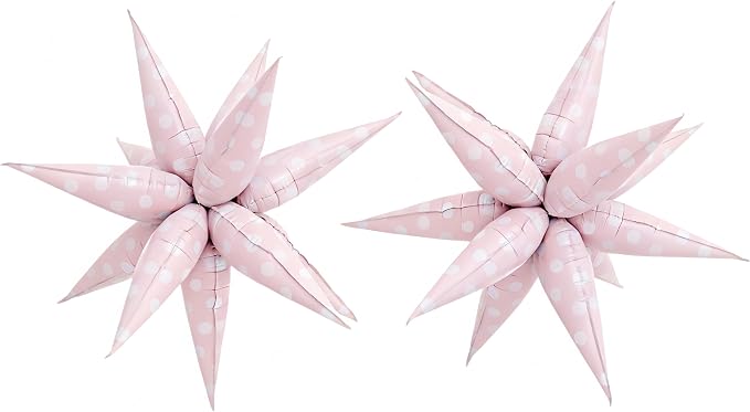 2Pcs Pink Macaron Polka Dot Explosion Pointed Star Foil Balloons/Candy Color by baoonworlld