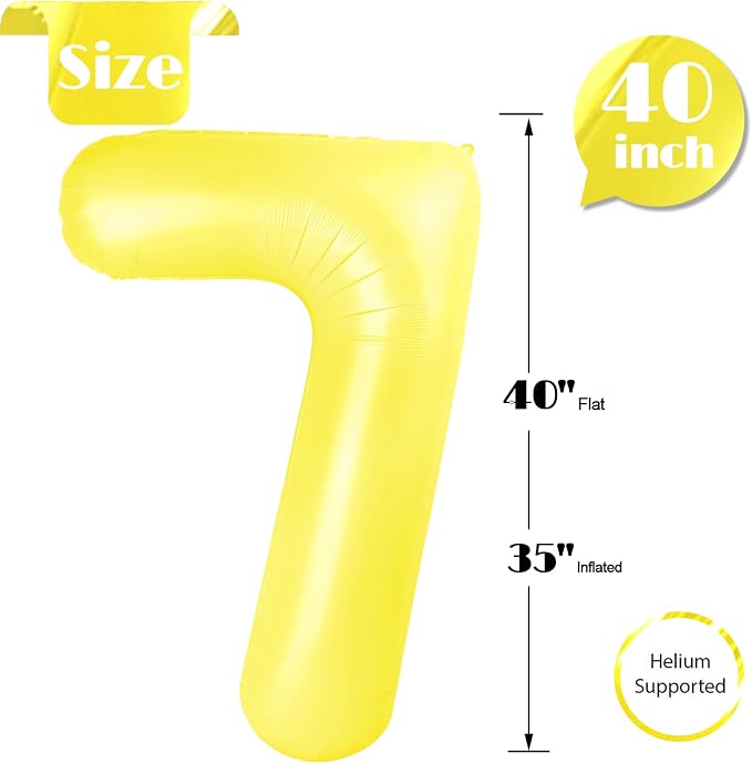 Yellow Number 7 Balloon 40 Inch - Image 5