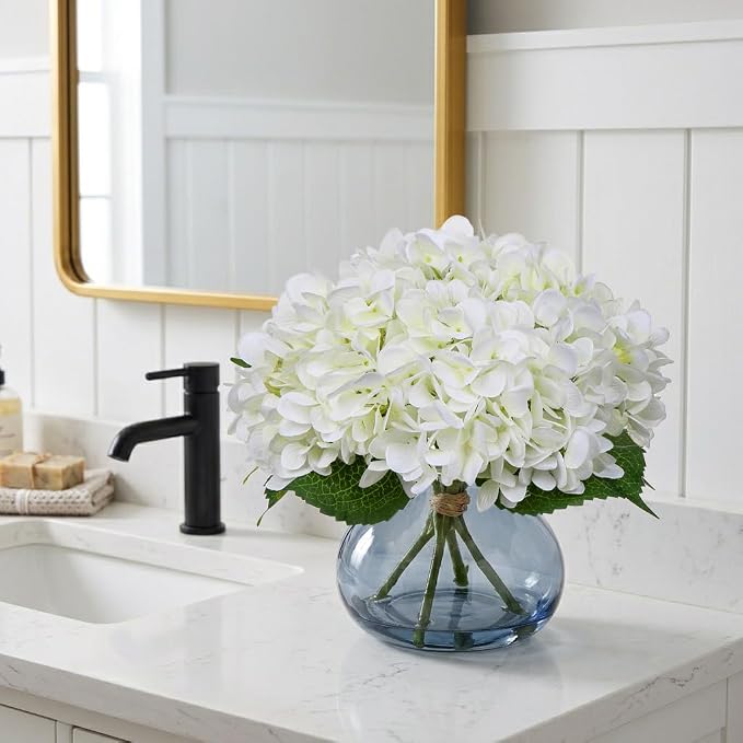 Hollyone White Hydrangea Artificial Flowers - Image 4