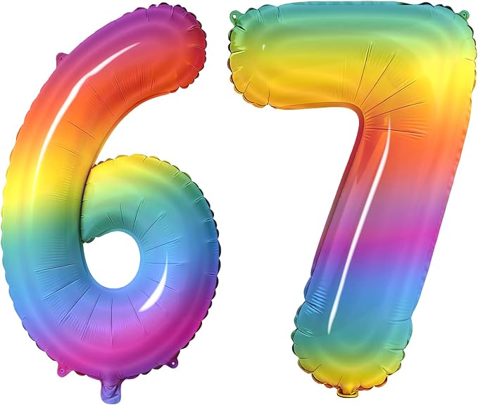 Number 67 Balloons for 67th Birthday Party Decorations, 0-100 Large No.67 by Joycard