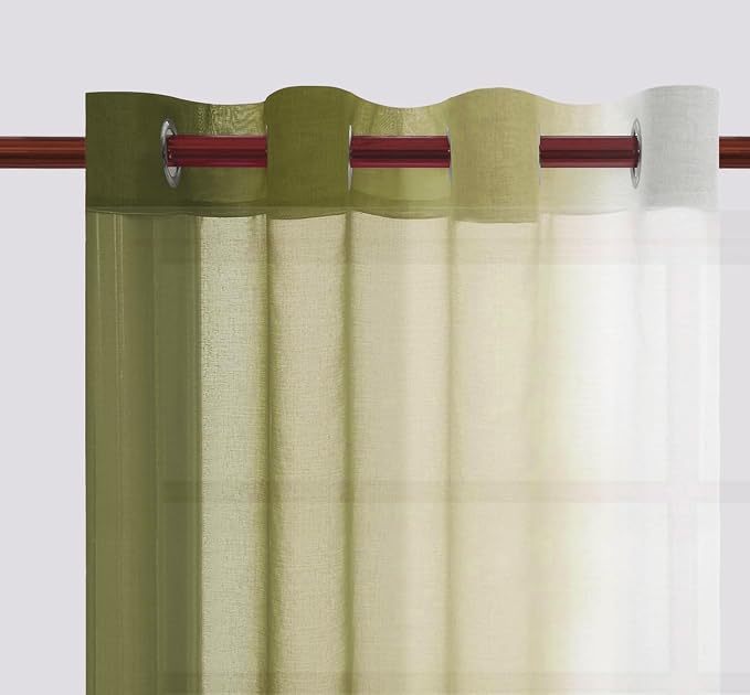 DWCN Faux Linen Ombre Sheer Curtains - Image 2