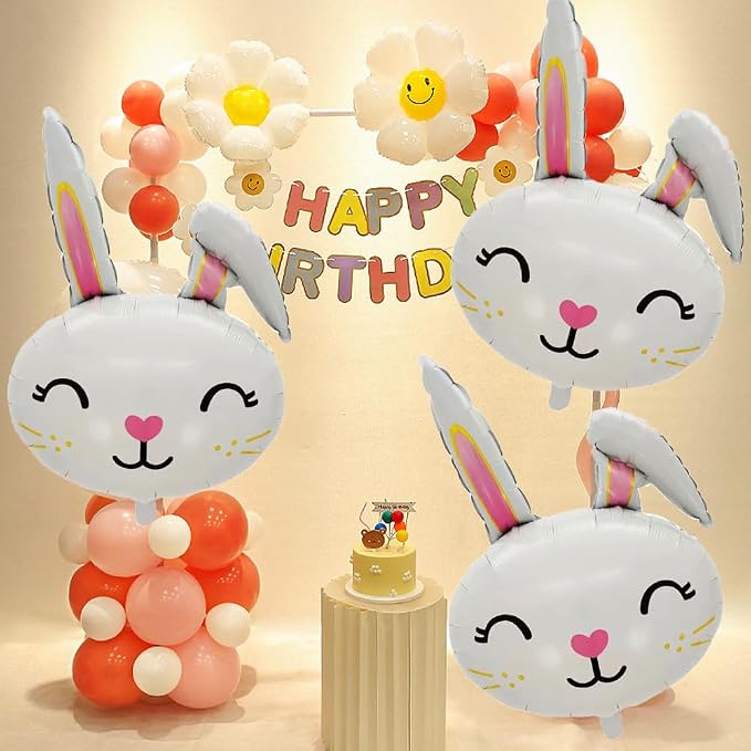 Bunny Balloons Easter Balloon Bunny Birthday Party Decorations Rabbit Head Foil - Image 6