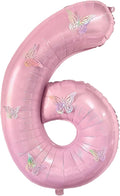 40 Inch Number Balloon Pink Large Mylar Foil Pink Number Balloons and Butterfly by GLASNES