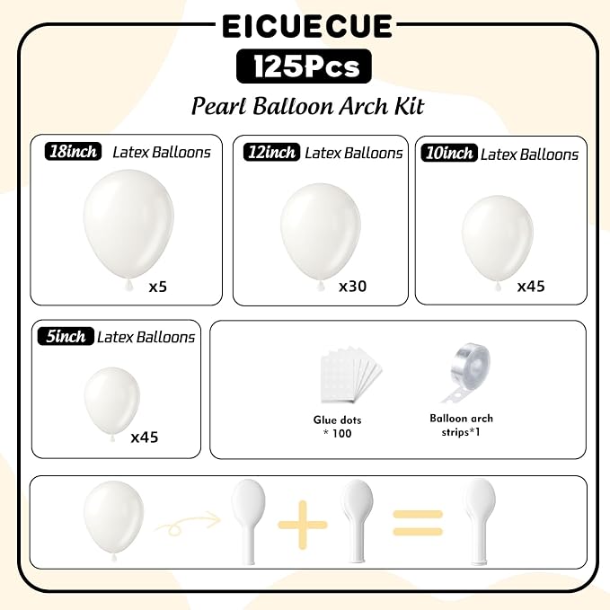 Pearl White Balloon Arch Kit - Image 3