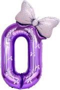 32 Inch Purple Butterfly Ribbon Number 0 And Bow Balloon Foil Film Balloon by Unknown