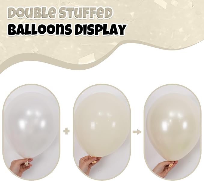 60PCS Pearl White Balloons, 12 Inch Double Stuffed Ivory Sand White Latex - Image 4