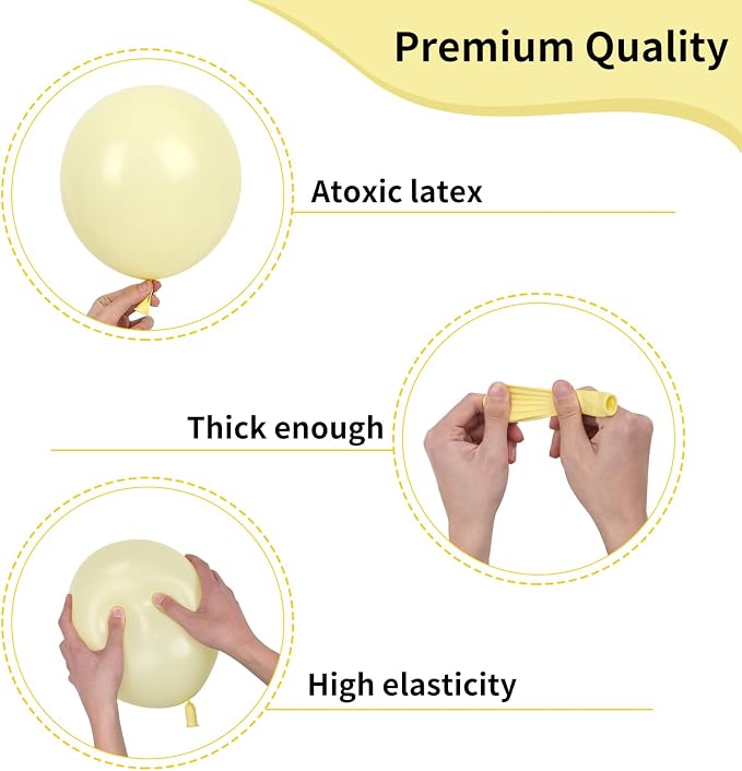 RUBFAC Pastel Yellow Balloons, Light Yellow Balloons Different Sizes 105pcs - Image 3