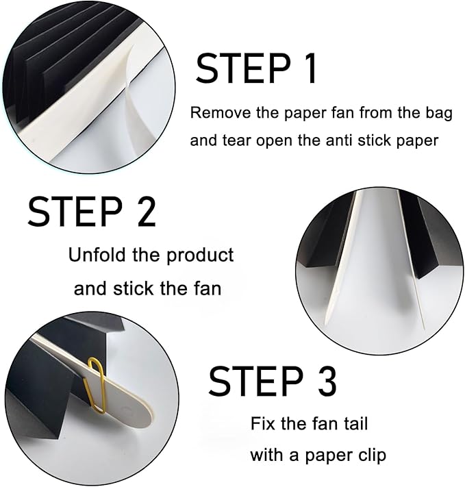 Black Party Decorations,Halloween Decor Events Accessories,Black Birthday Decorations,Anniversary Decorations for Party,Birthday Decorations for Men 12in Hanging Paper Fans 30 Color DIY Set(Black)