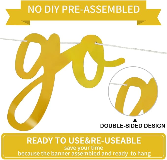 BEISHIDA Bright Gold Pre-Strung Go Shawty It's Your Birthday Banner Decor | - Image 3