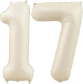 Cream 17 Balloon Number 40 Inch Cream Number 17 Balloon Helium Mylar Balloons by BBPOOL