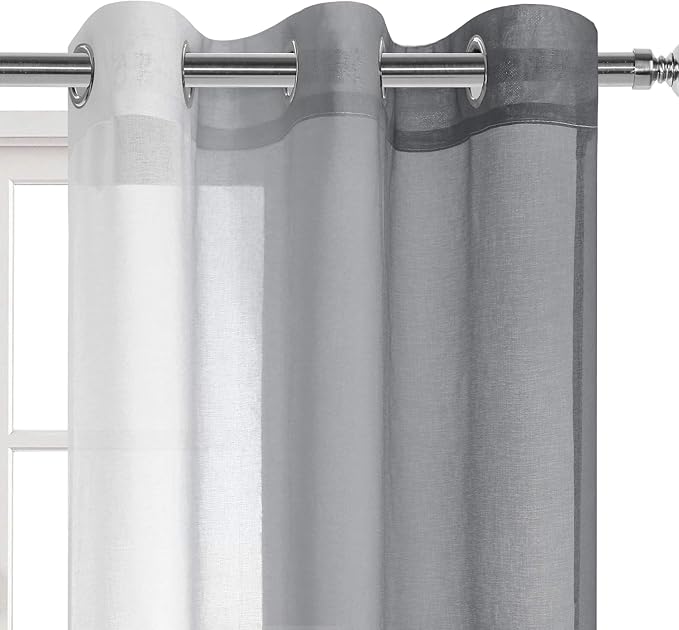 DWCN Grey Ombre Short Sheer Curtains - Image 2