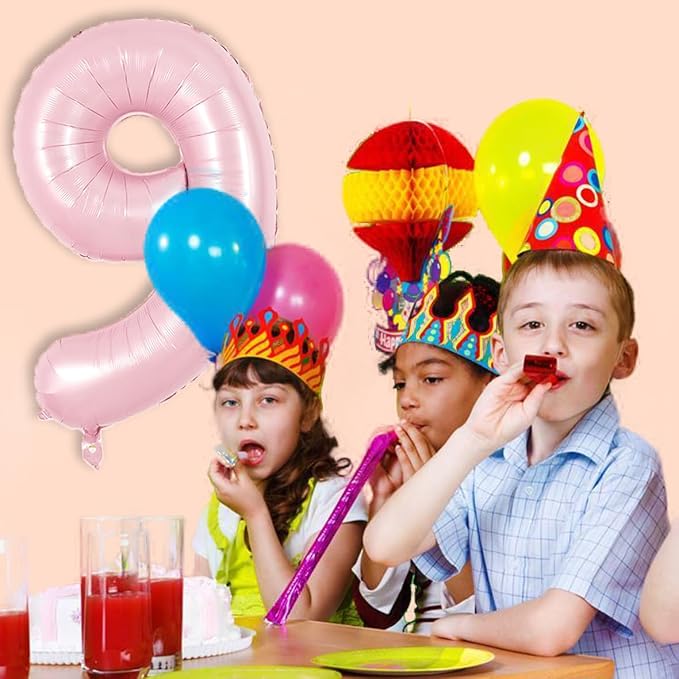 TONIFUL 40 Inch Pastel Pink Number 9 Balloons Large Foil 9th Birthday Decor | - Image 4